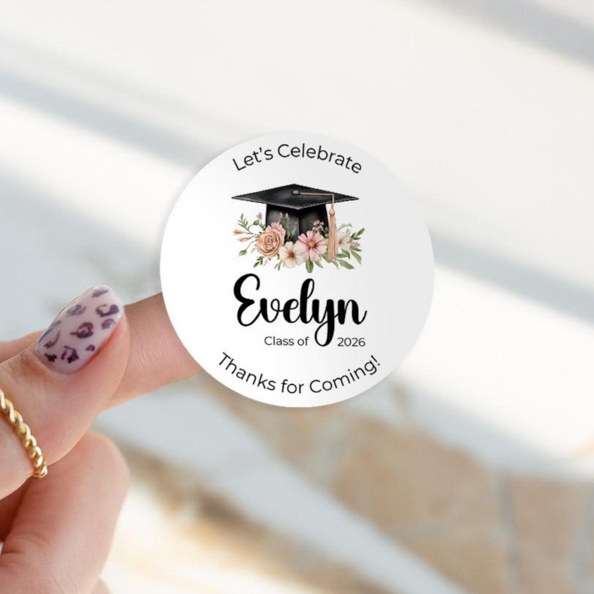 Graduation Themed Labels Graduation Party Favor Sticker, Graduation Party Label, Girl Graduation ...