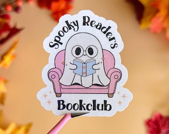 Spooky Readers Bookclub Holographic Sticker, Halloween Ghost Sticker, Scary Books Stickers, Halloween Bookclub Stickers, Book Ghostie Gift