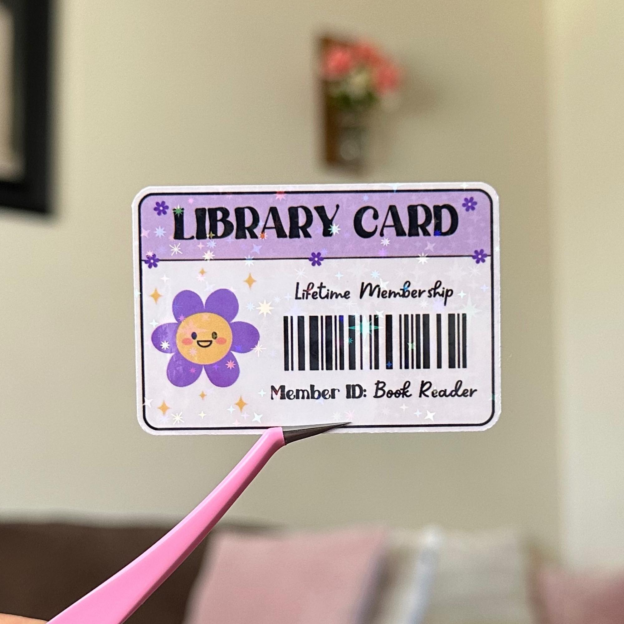 Library Card Holographic Sticker, Lifetime Membership Library Card ...