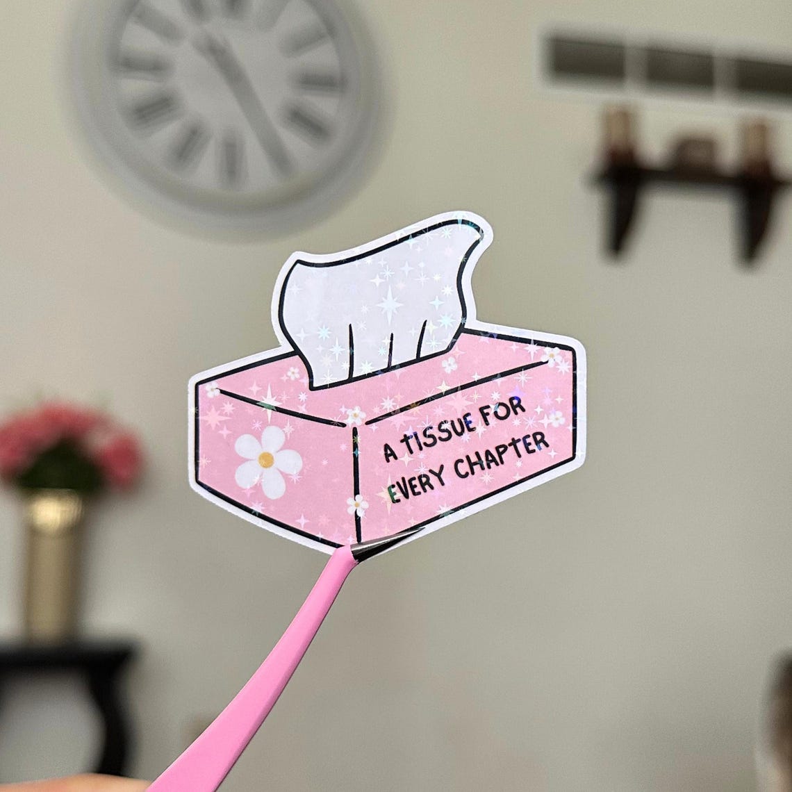 A Tissue for Every Chapter Tissue Box Sticker, Holographic Tissue Box ...