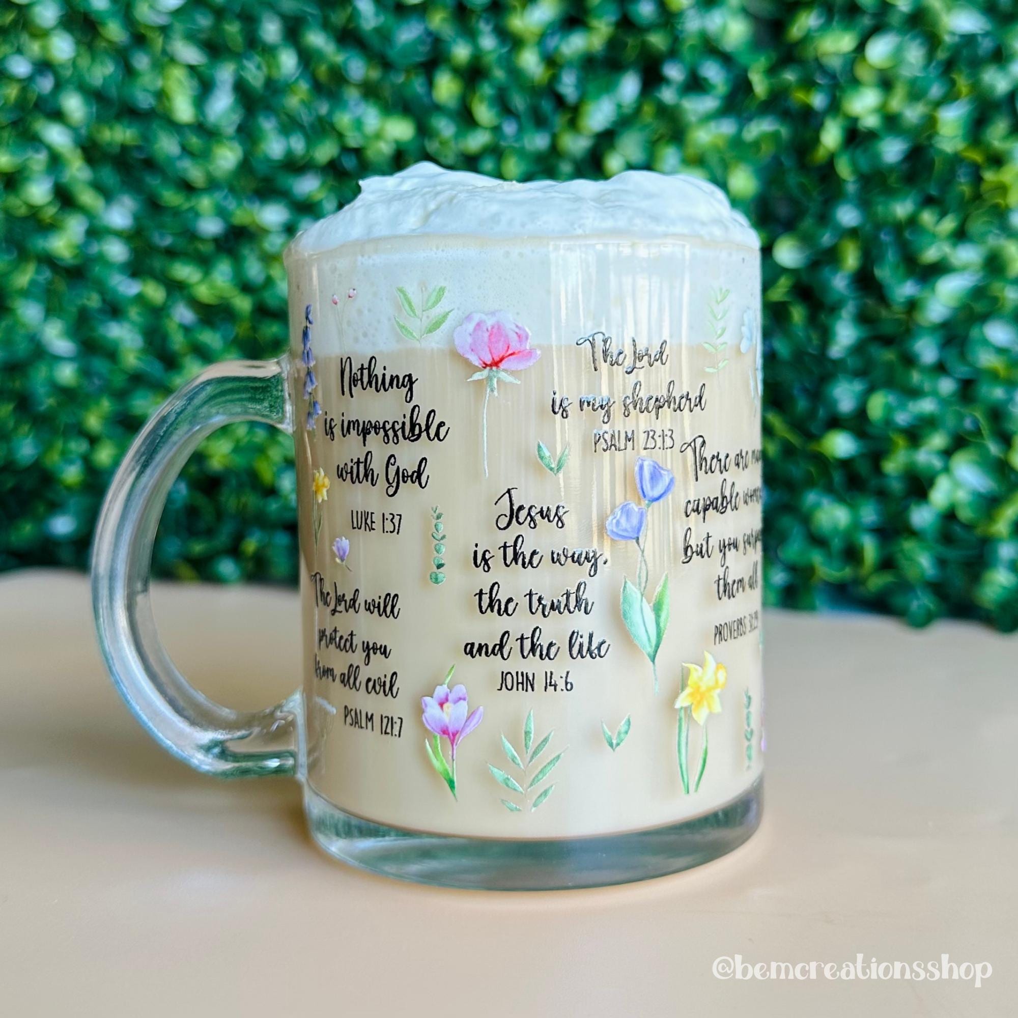 Bible Verse Coffee Mug, Faith Glass Mug, Bible Faith Glass Mug ...