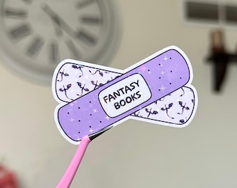 Fantasy Books Bandage Sticker, Purple Dragon Holographic Sticker, Dragon Bookish Sticker, Fantasy Reader Gift, Purple Dragon Sticker