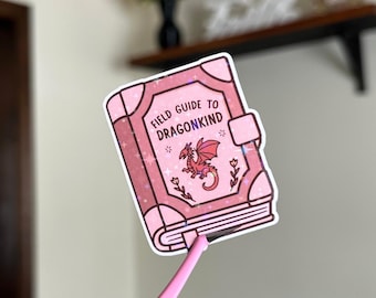Field Guide To Dragonkind Holographic Sticker, Bookish Sticker, Dragon Sticker, Fantasy Kindle Sticker, Cute Fantasy Sticker, Dragon Book