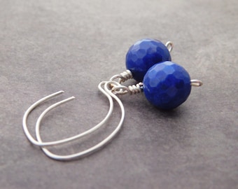 Dark Blue Agate Earrings, Blue Earrings, Long Earrings, Silver Earrings, Navy Blue Earrings, Agate Silver Earrings, Jewelry Earrings, Blue