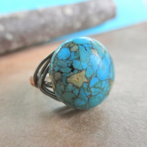 Turquoise Ring - To Order - Blue, Brown, Green, Ocean, Aquamarine, Rustic, Tiined, Beach, Aqua, Sky, Summer, Jewelry Ring. Gemstone Ring