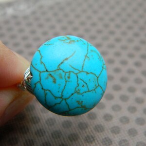 Turquoise Ring, Turquoise Boho Rings, Blue Turquoise Jewelry, Bohemian Rings, Size 7 Ring, Silver Turquoise, Turquosie Jewelry Rings, Rings
