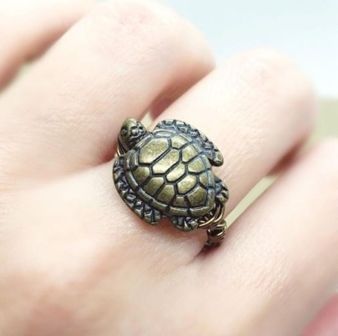 Antique Brass Turtle Ring. Brown Metal Turtle Ring. Bohemian Jewelry ...