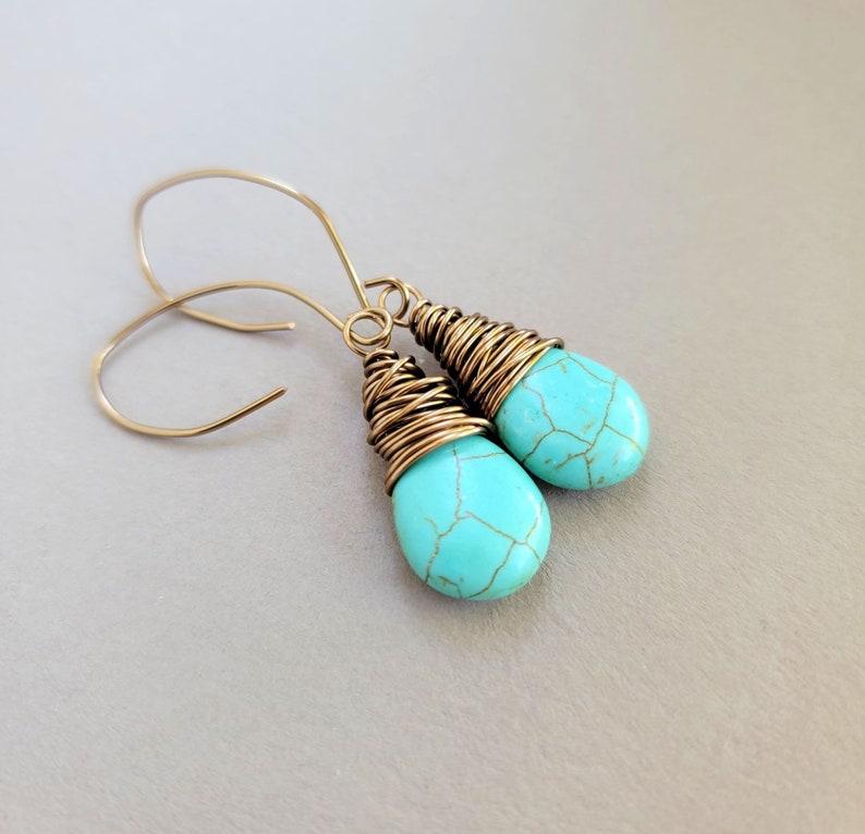 Elegant Turquoise Teardrop Earrings main image 1