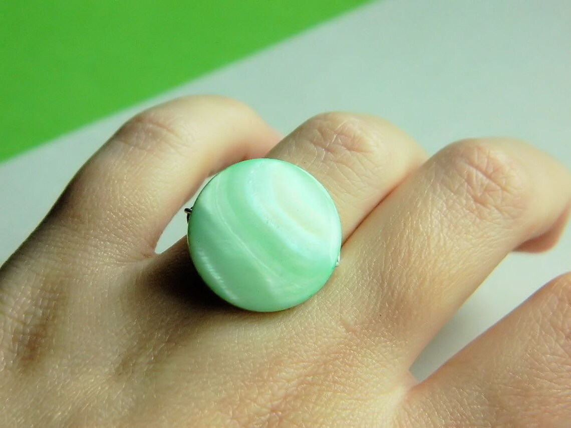 Pink Mother of Pearl Ring Pink Ring Pick Shell Ring Hot Etsy