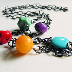 Colorful Necklace - Long Necklace. Mix of Colors, Turquoise, Coral, Red, Blue, Orange, Purple, Green, Rustic, Fall, Summer