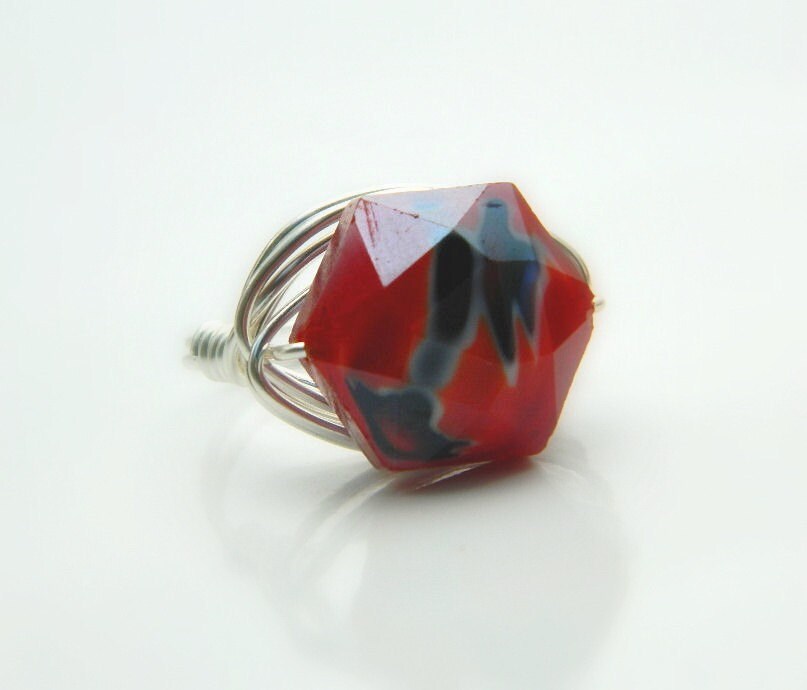 Red and Black RING to Order Red Black White Unique - Etsy