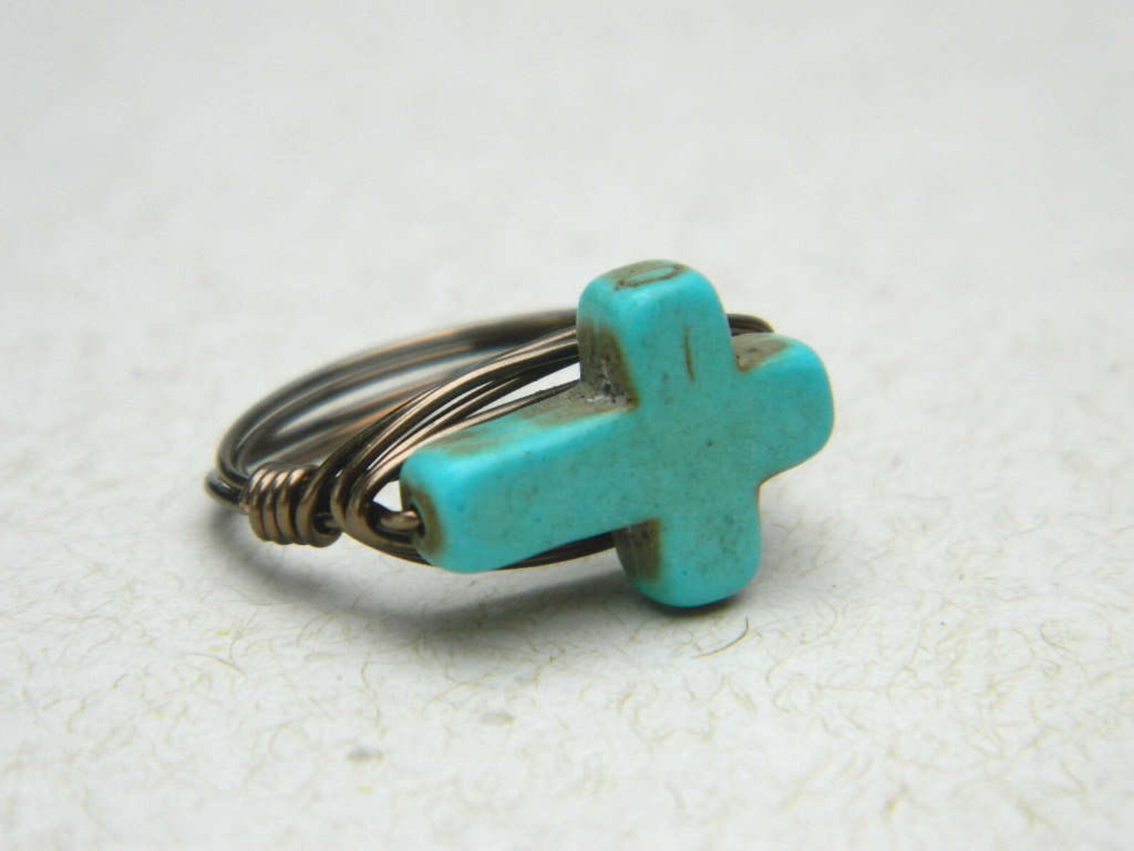 Mini Ball Turquoise Cross Ring main image 0