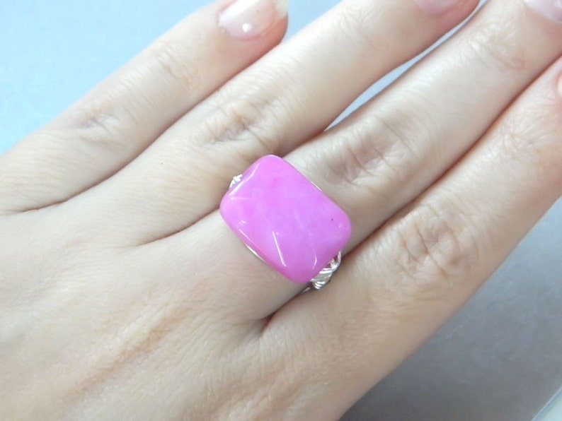 Pink Magenta Jade Ring. Pink Jade Handmade Ring. Wire Wrapped | Etsy