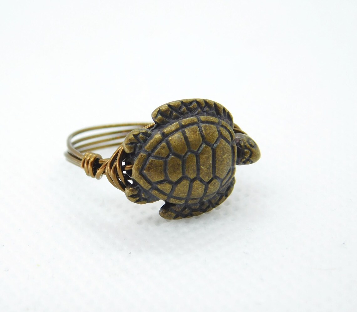 Antique Brass Turtle Ring. Brown Metal Turtle Ring. Bohemian Jewelry ...