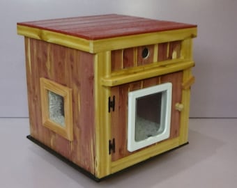 Large CUSTOM Outdoor Heated Cedar LUXURY Cat House, bed, shelter, bed, condo