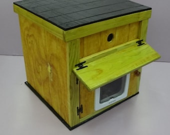Large Heated Outdoor LUXURY Cat House/1 Lg Door, bed, shelter, condo, stabob, pod, tube, cabin