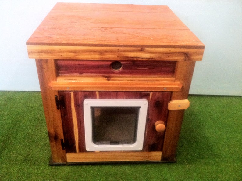 Large CUSTOM Outdoor Heated Cedar LUXURY Cat House Bed Etsy