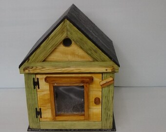 Heated Outdoor LUXURY  CAT House/1 Door, shelter, bed, condo, pod, tube, cabin
