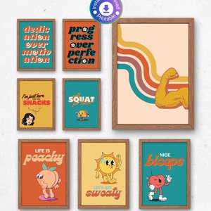 Gym wall art printable gallery bundle - Image of wall printable printable with retro typography and quotes