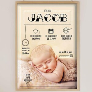 Póster de bebé personalizado - EVERYBABY - ¡Los recuerdos más preciados, artísticamente conservados!  Regalo Especial - Descarga Digital
