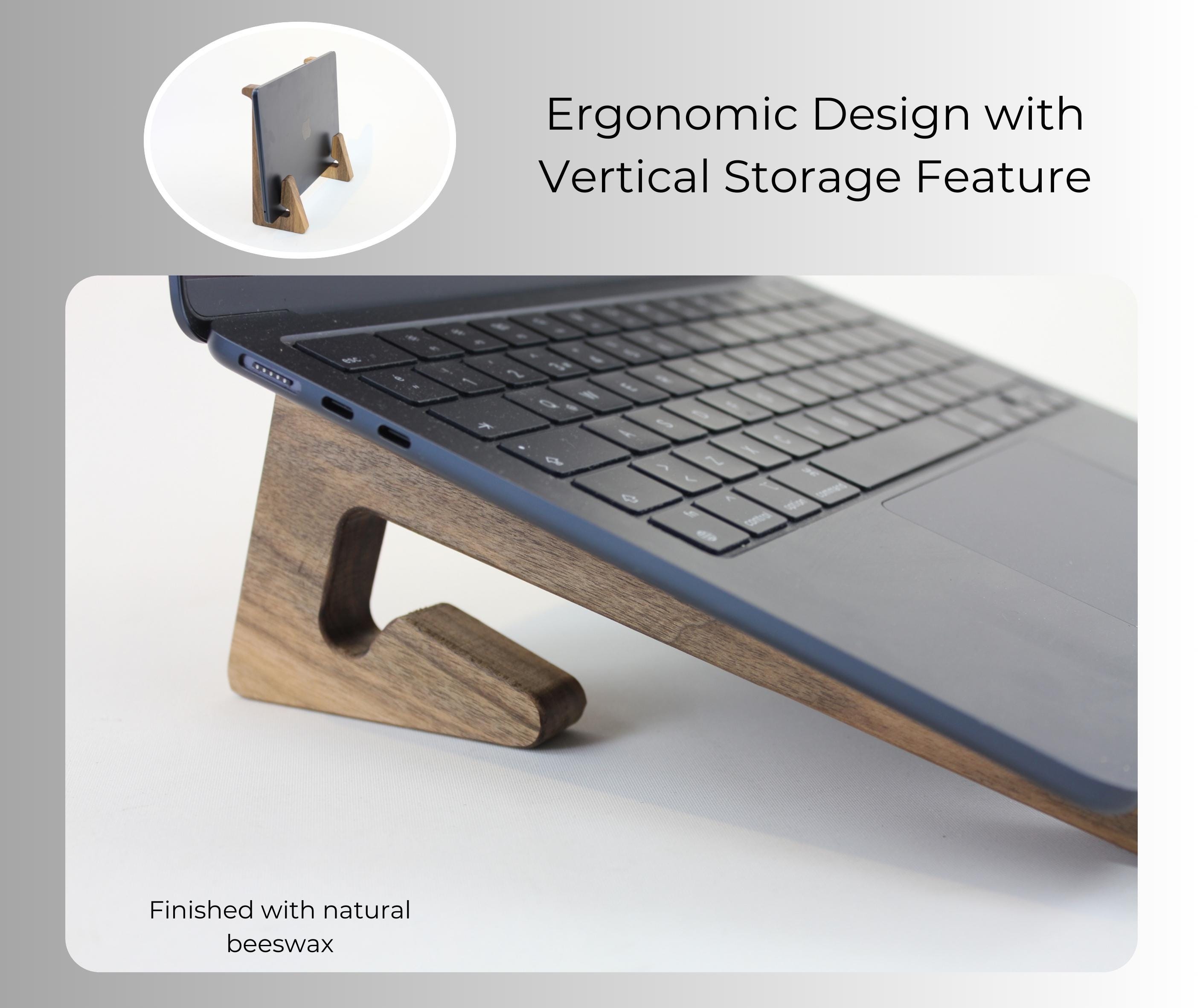 Handmade Wood Laptop Stand: Vertical Storage, Walnut or Oak - Etsy