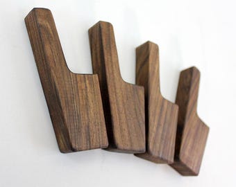 Handcrafted Wood Wall Hook: Walnut or Oak, Modern Farmhouse Decor
