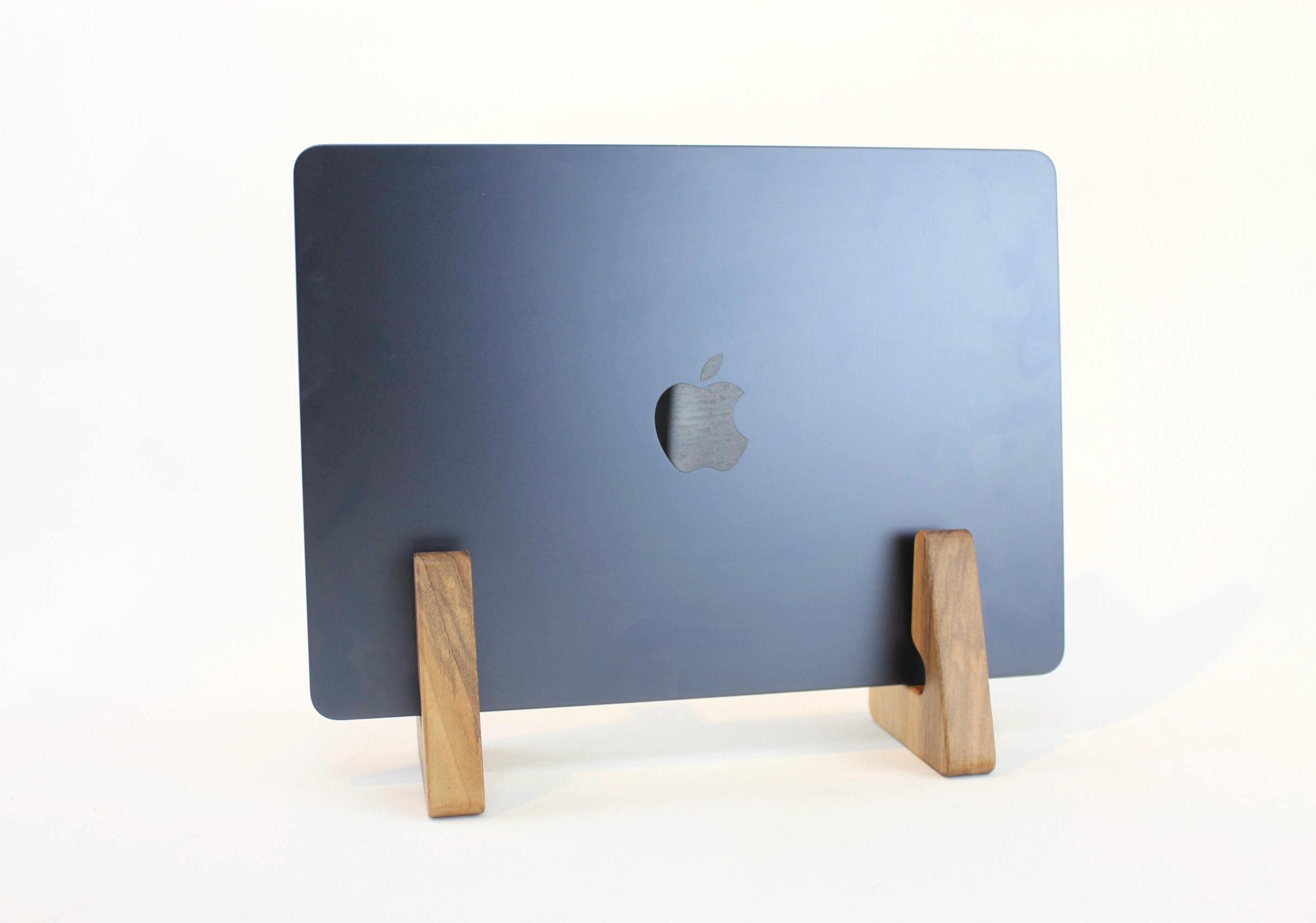 Handmade Wood Laptop Stand: Vertical Storage, Walnut or Oak
