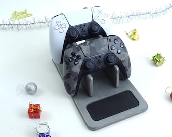 Personalized Wood & Leather Gaming Controller Stand: Engraved Gamer Gift