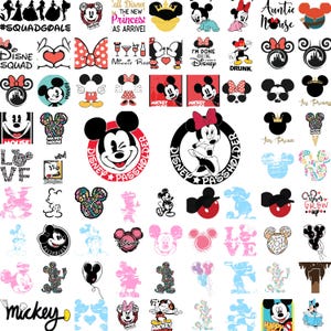 Svg Minnie Mouse, Bundle SVG Mickey Mouse, Mickey Mouse Png, fichiers Svg pour cricut, Silhouette, vecteur de souris, cliparts de dessin animé