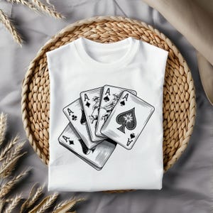 Vintage Poker Cards PNG, Aces Playing Card Clipart, Gambling Hand Sublimation, Casino Art Digital Download