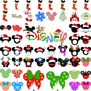 Mickey Christmas Cliparts Bundle, Christmas svg cut files for Cricut / Silhouette, Mickey svg, Mickey Christmas, Mouse head christmas Bundle