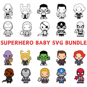 Superhero Svg Bundle, Superhero Baby, Png, Svg, Avengers Baby, Baby DIY, Avengers Kids, Superhero Kids, Natychmiastowe pobieranie, Superhero Chibi