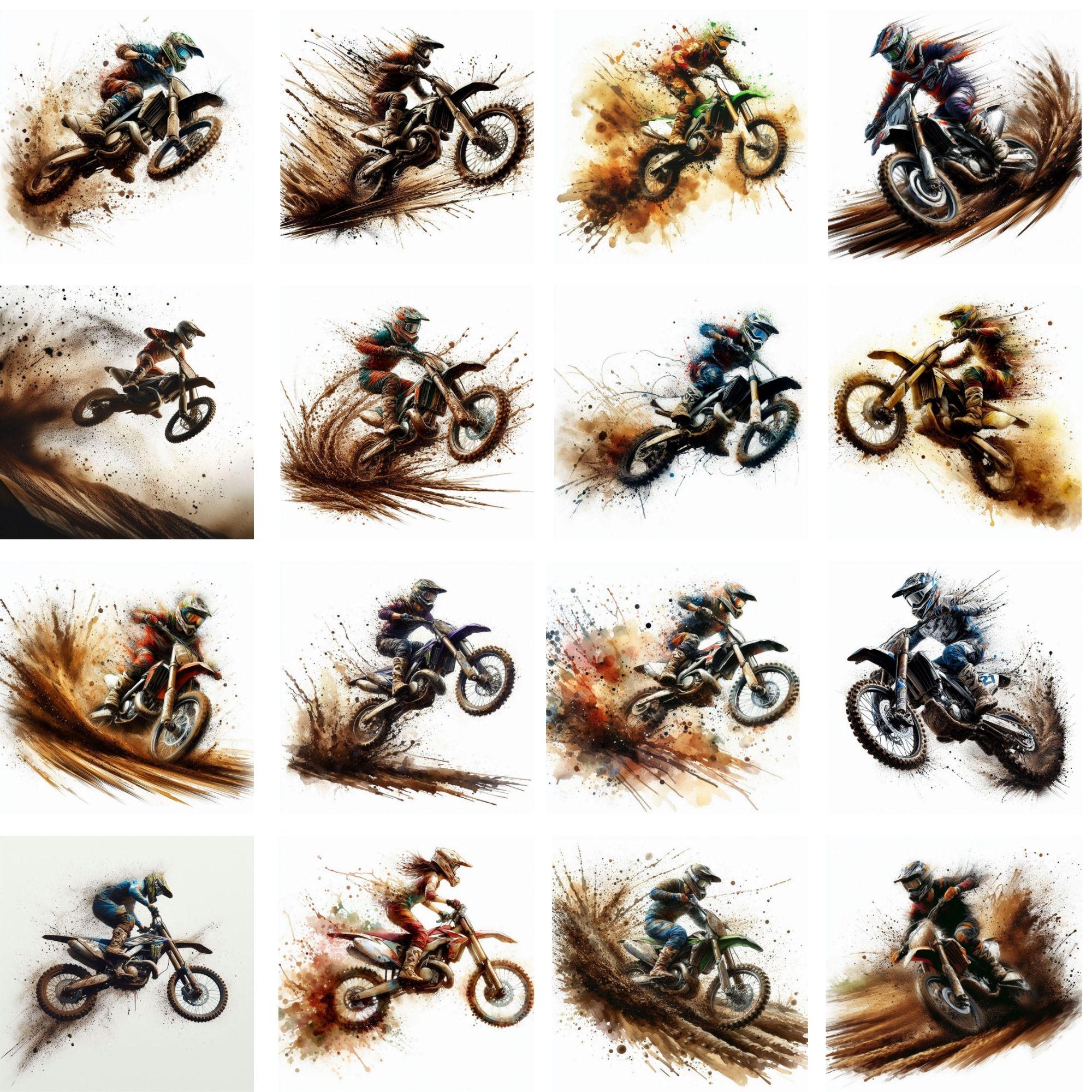 Motocross Rider PNG Bundle | High-Octane Dirt Bike Clipart | Extreme Sports Illustrations | Adrenaline-Packed Racing Art Set