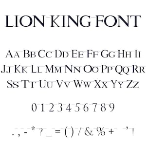 Pacote de clipart svg de letras e números da fonte do Rei Leão, alfabeto svg, download digital, Simba Png, arquivo ttf do Rei Leão