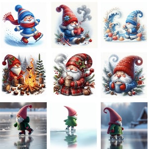 Gnome Watercolor Cliparts, christmas graphics, festive clipart, winter holidays, silver christmas, Merry Christmas, funny gnomes,Holiday Art