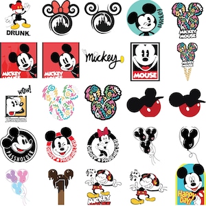 Svg Minnie Mouse, Bundle SVG Mickey Mouse, Mickey Mouse Png, fichiers Svg pour cricut, Silhouette, vecteur de souris, cliparts de dessin animé