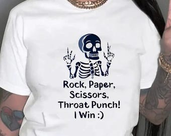 Skeleton Rock On Hand Graphic Tshirt, Horror Gift, Skeleton Rock Tee, Rock And Roll Shirt, Halloween Tee, Rock On Halloween, Skull Shirt