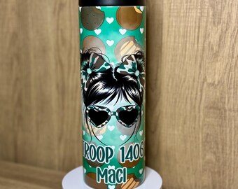 Benutzerdefinierte 20 oz Becher | Personalisierte Pfadfinder-Wasserflasche mit Name & Troop-Nummer | Girl Scout Geschenk, Wiederverwendbare Tasse