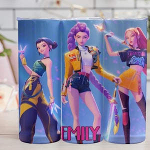 Gobelet ou bouteille d&#39;eau personnalisé Huntrix 20 oz – tasse anime Kpop, produits dérivés du groupe de filles chasseur de démons Netflix, tasse de voyage en acier inoxydable