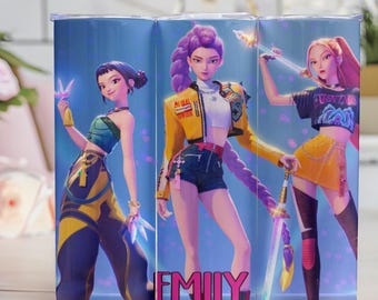 Gepersonaliseerde K-Pop Demon Hunters 20 oz-beker of waterfles – Kpop Anime Cup, Demon Hunter Girl Group-merchandise, roestvrijstalen reismok