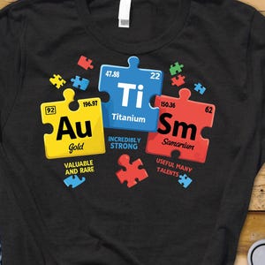 Autism Puzzle Elements SVG PNG | Periodic Table Style Autism Awareness Design | AuTiSm Science Puzzle Piece Clipart for Cricut & Sublimation