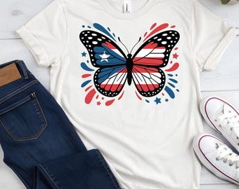 Mariposa de Puerto Rico SVG PNG – Imagen prediseñada de la bandera de Puerto Rico para Cricut – Diseño de camiseta del orgullo boricua – Descarga digital