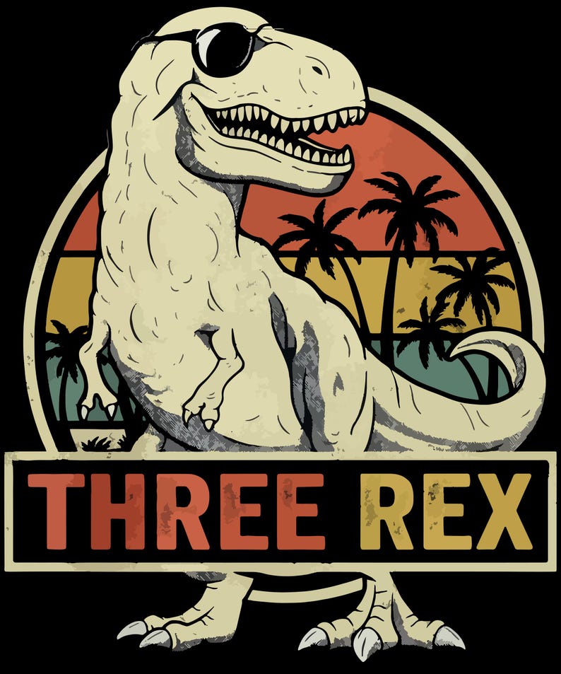 Three Rex SVG – Funny Dinosaur 3rd Birthday Design (digital Download ...