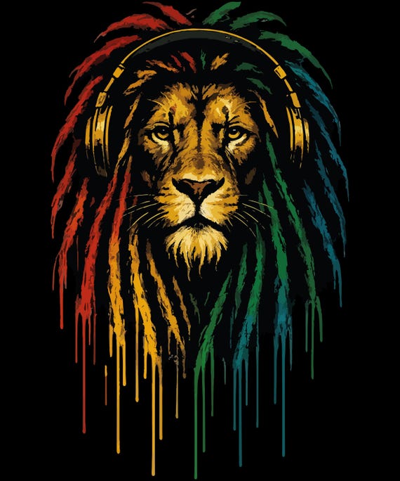 Rasta Lion SVG – Reggae Dreadlocks, Headphones Design (digital