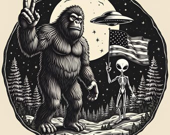 Lustige Big Foot Alien 4. Juli SVG - Cryptid Cryptic Clipart (digitaler Download)
