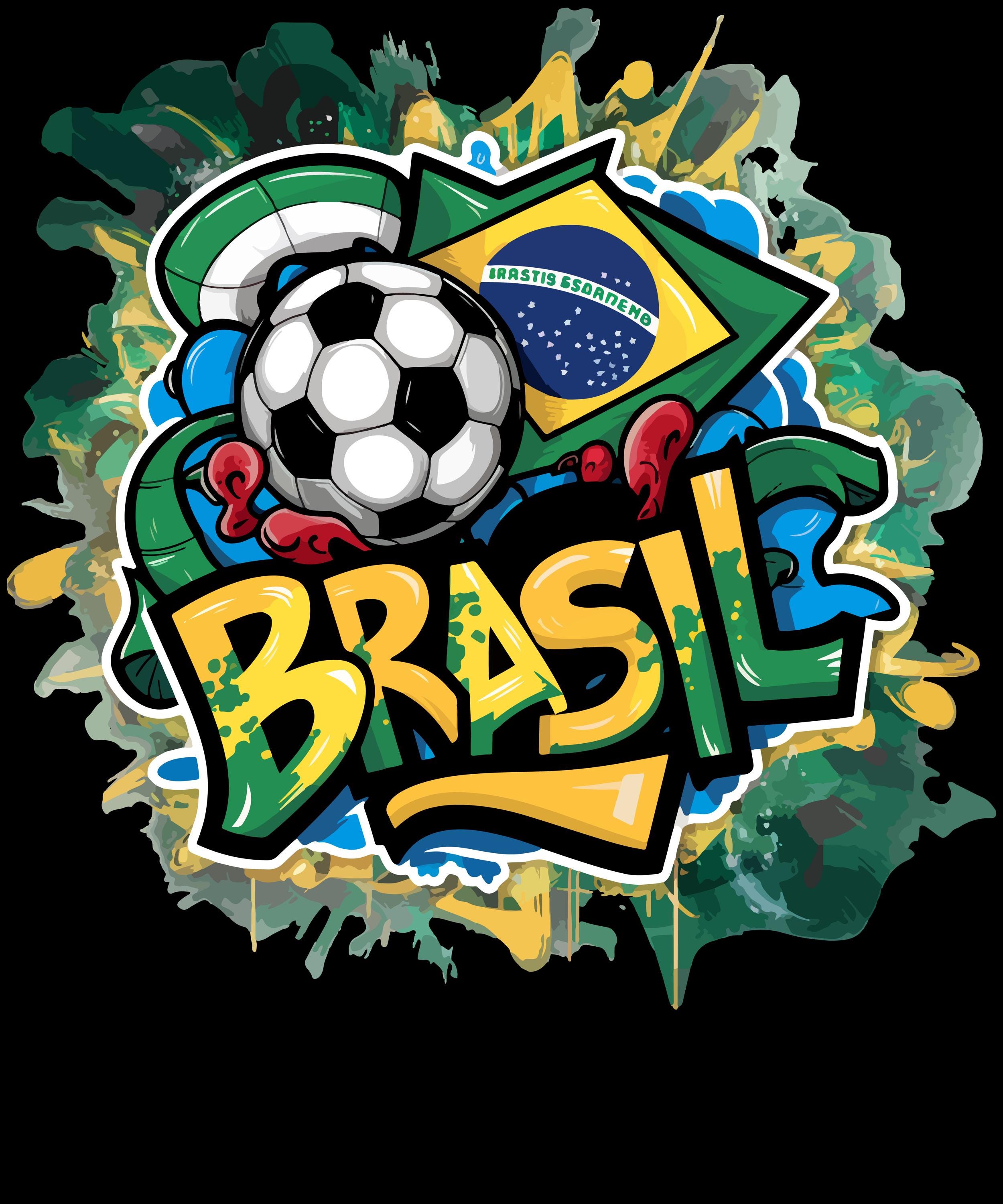 Brazil Soccer Graffiti SVG PNG | Brazilian Flag Futbol Street Art