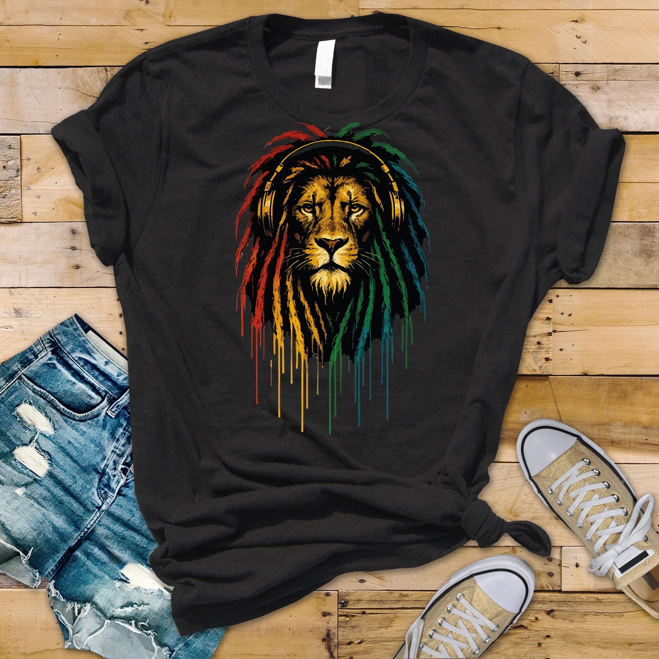 Rasta Lion SVG – Reggae Dreadlocks, Headphones Design (digital