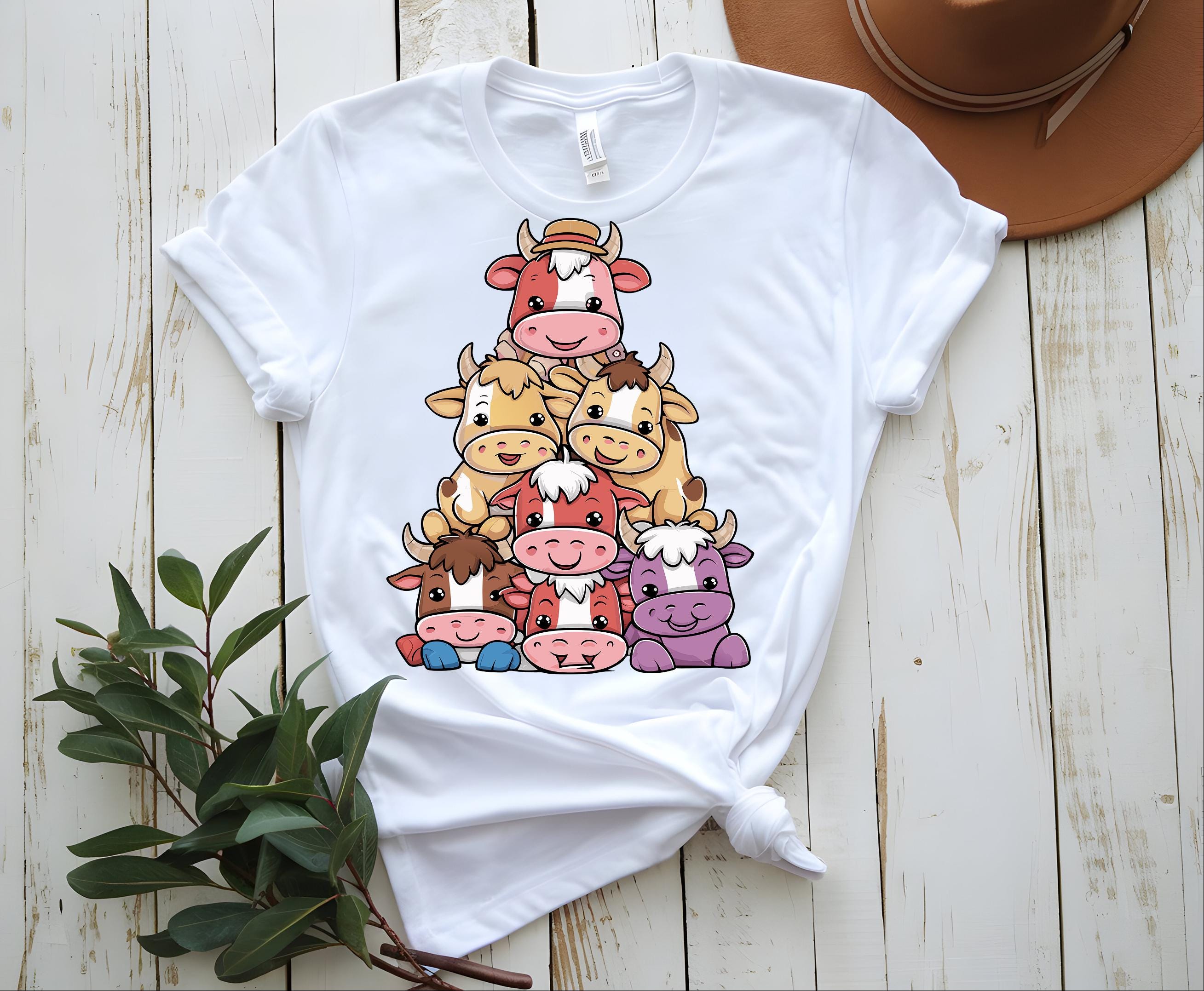 Cute Cow Pile SVG PNG | Kawaii Farm Animal Clipart | Funny Cow Lover ...