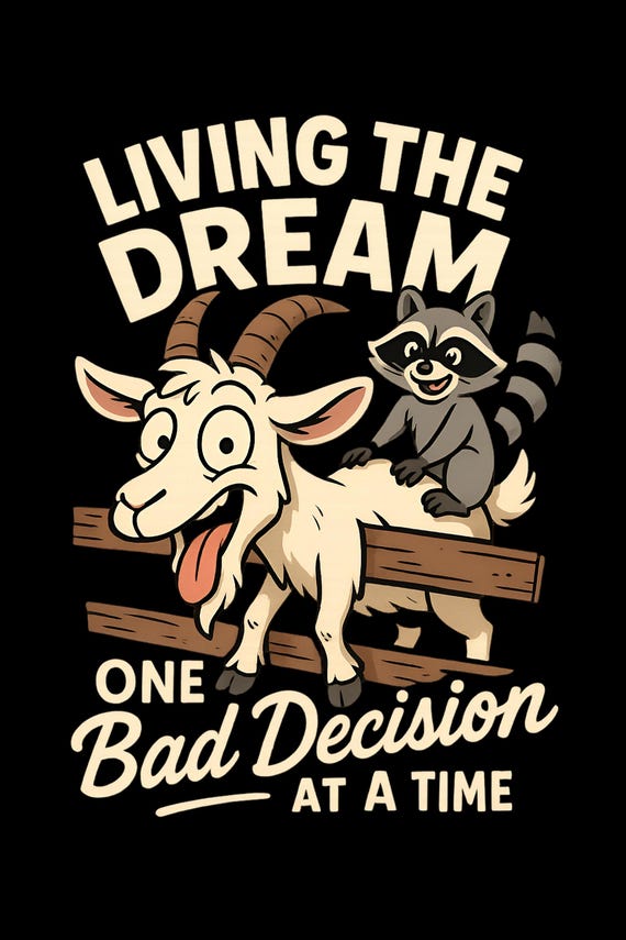 Funny Goat and Raccoon Clipart | Farm Humor SVG PNG (Digital Download)