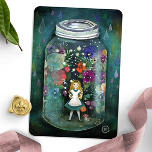 Garden in a Jar - Alice in Wonderland - Illustrated Postcard